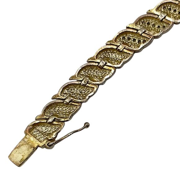 Gold Over Sterling Silver Diamond Bracelet Taiwan FAS Vintage 90s Twist Design - Picture 3 of 16